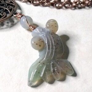 Gone Fishing??? India Agate Fish + Copper Filigree Necklace - Goldfish Betas Koi